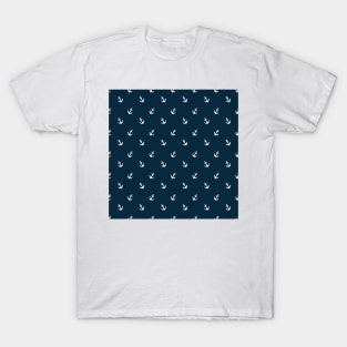 Navy Blue Nautical with White Anchors T-Shirt